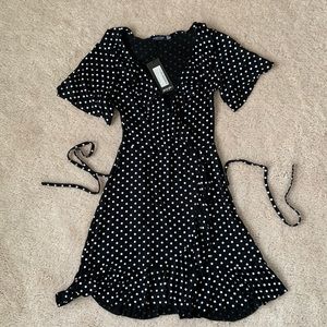 Nasty Gal wrap style polka dot dress